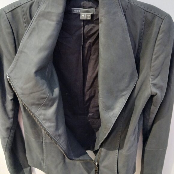 Vince Paper Goat Leather Scuba Jacket - Picture 2 of 12